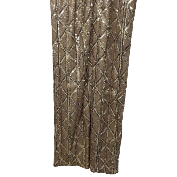 Adrianna Papell Sequin Gown Womens 6 Gold Maxi Sheath Dress Sparkly Formal - Picture 6 of 11